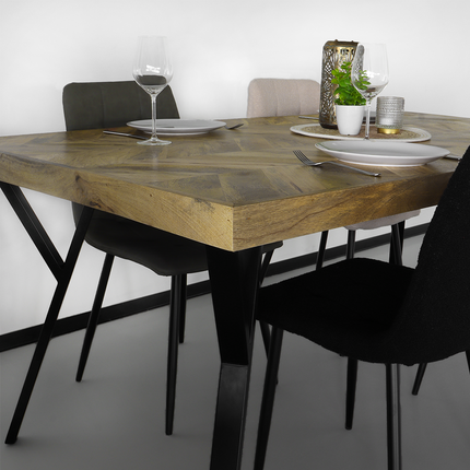 Eettafel Danae hongaarse punt 180cm bruin mangohout
