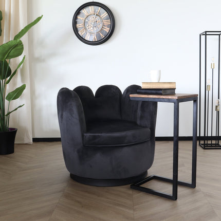 Fauteuil Daphne velvet zwart draaibare fauteuil