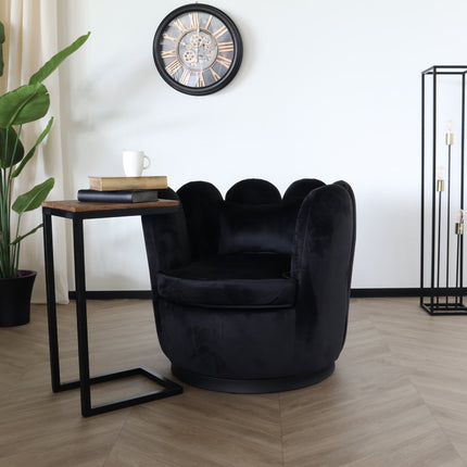 Fauteuil Daphne velvet zwart draaibare fauteuil