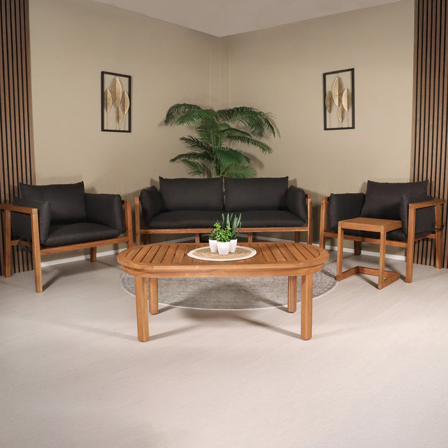 Tuinset 4 personen antraciet acaciahout Olivia