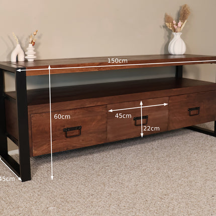 Tv meubel walnoot mangohout 150cm Ilse