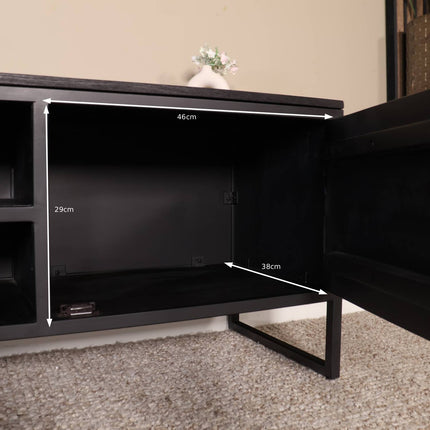 TV meubel zwart mangohout 150cm Liv