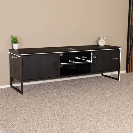 TV meubel zwart mangohout 150cm Liv