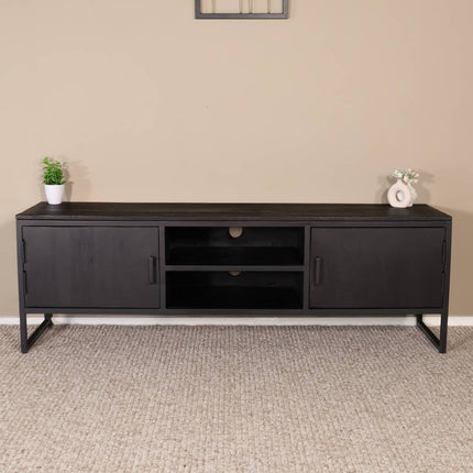 TV meubel zwart mangohout 150cm Liv