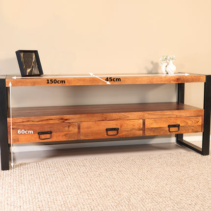 Tv meubel bruin mangohout 150cm Linde