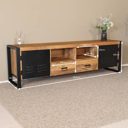Tv meubel bruin mangohout 200cm Nova