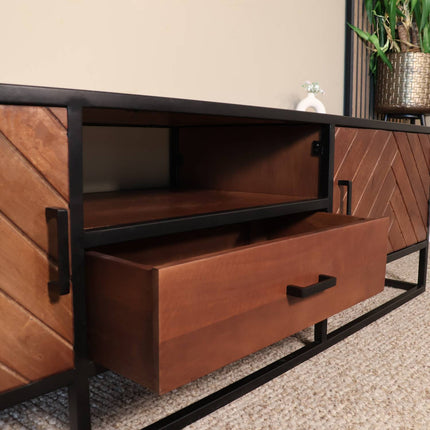 Tv meubel visgraat walnoot mangohout 180cm Danae