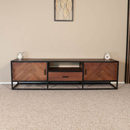Tv meubel visgraat walnoot mangohout 180cm Danae