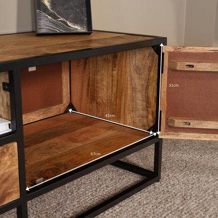 Tv meubel visgraat lichtbruin mangohout 180cm Danae