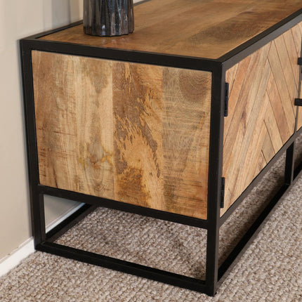 Tv meubel visgraat lichtbruin mangohout 180cm Danae