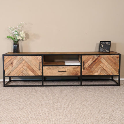 Tv meubel visgraat lichtbruin mangohout 180cm Danae