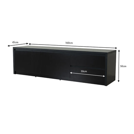 Tv meubel melamine Cassie zwart 160cm tv-meubel