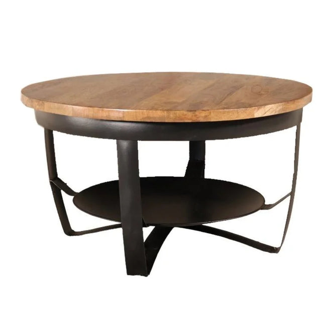 Salontafel rond bruin mangohout 70cm Tycho