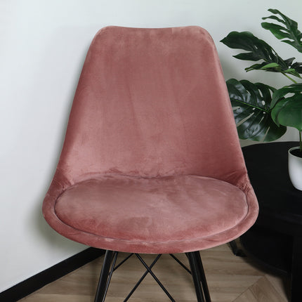 SET DEAL: 6 stuks Eetkamerstoel Viga roze velvet eetstoel