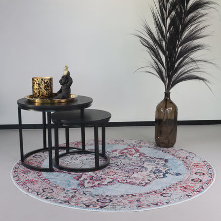 Vloerkleed wit rood 140cm