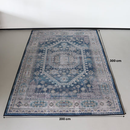 Vloerkleed vintage 200x300cm donkerblauw perzisch oosters tapijt
