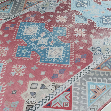 Vloerkleed grijs rood 200x350cm