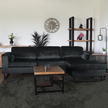 Hoekbank Darsiono antraciet velvet 280cm links en rechts