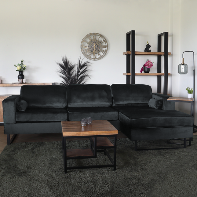 Hoekbank design Darsiono 280cm bank antraciet velvet loungebank zowel links als rechts bankstel