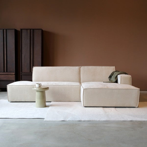 Hoekbank Enzo beige loungebank 280cm polyester bankstel rechts