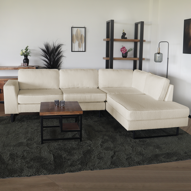 Hoekbank design Puckerto 290cm bank teddy beige hoek loungebank rechts bankstel