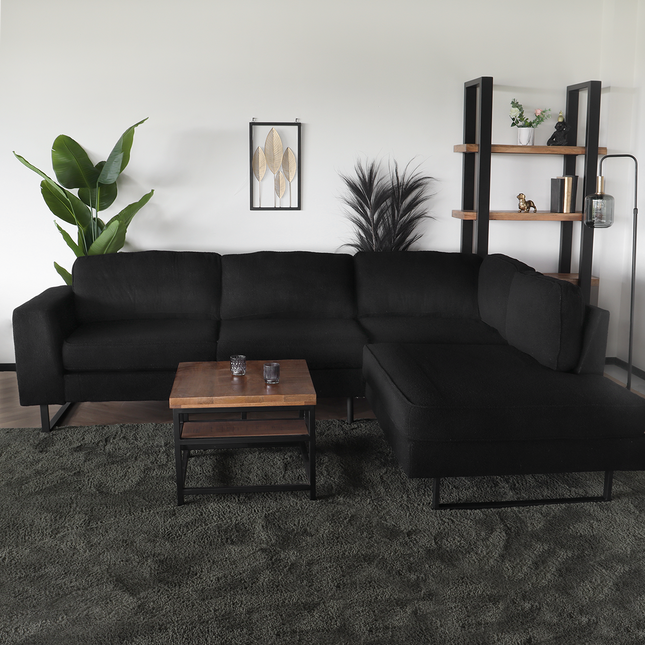 Hoekbank design Puckerto 290cm bank teddy zwart hoek loungebank rechts bankstel