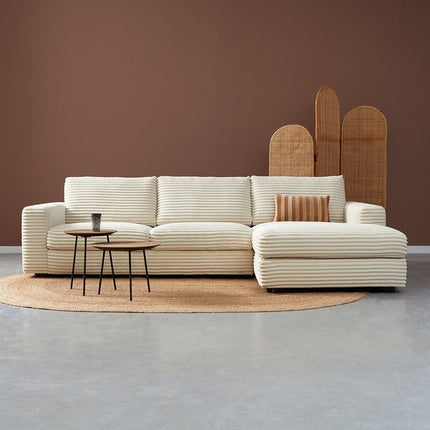 Hoekbank Uno creme polyester 300cm rechts