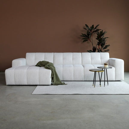 Hoekbank Wave off-white loungebank 305cm polyester bankstel links