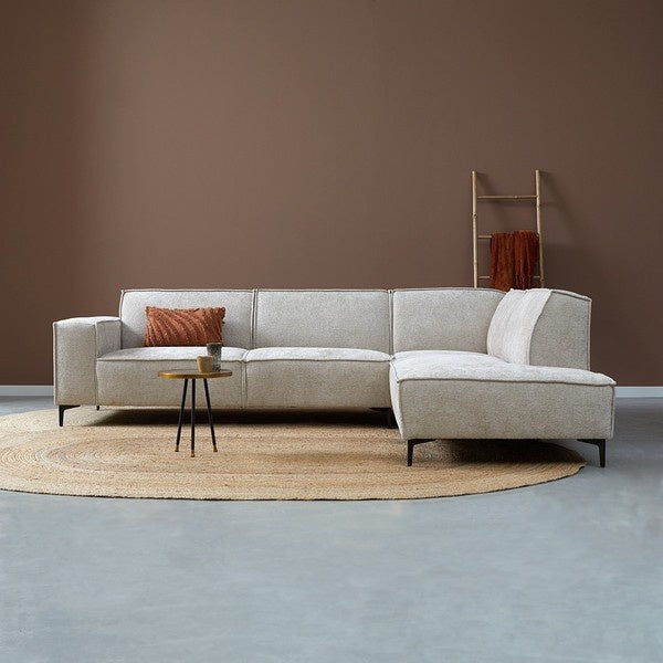 Hoekbank River beige loungebank 289cm polyester bankstel rechts