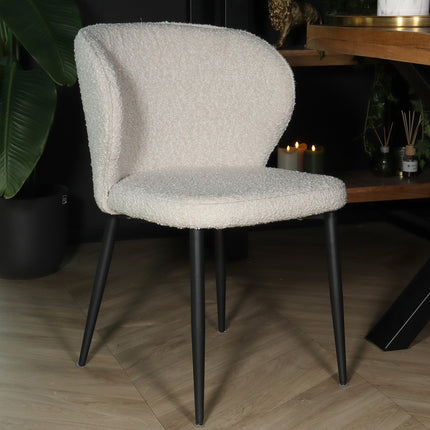 Eetkamerstoel wit boucle Coco