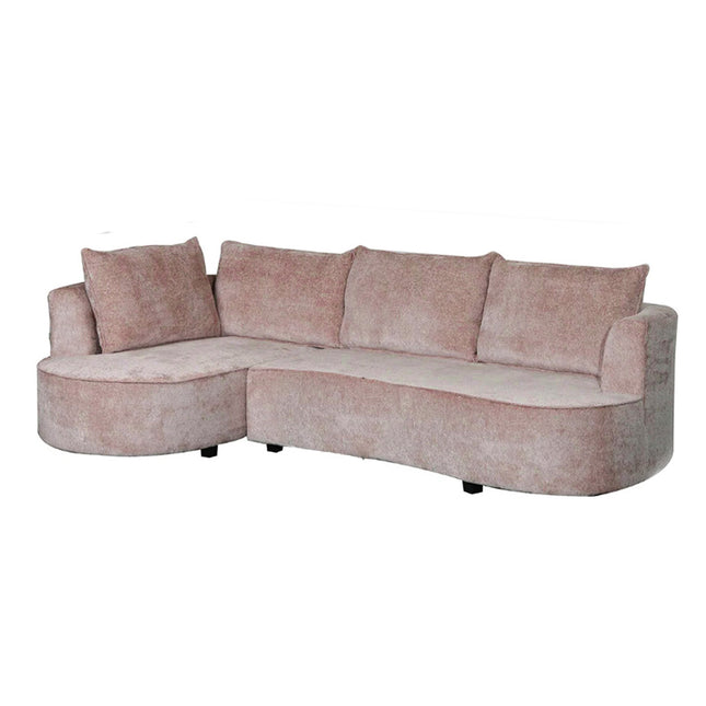 Hoekbank Lando rond taupe chenille 270cm links
