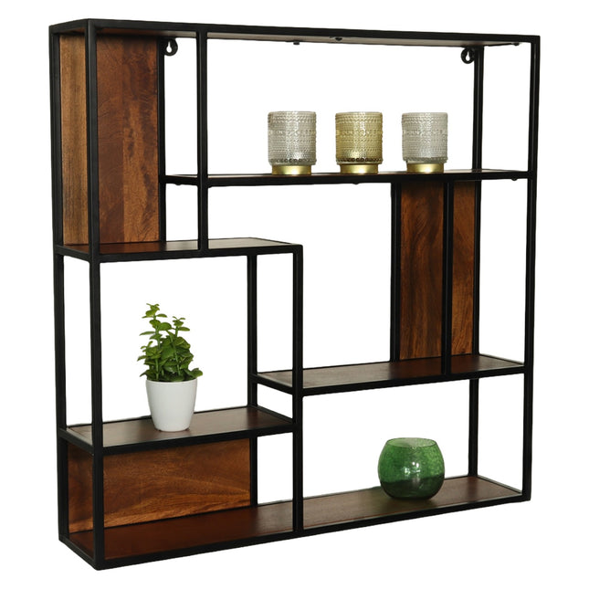 Wandrek vierkant bruin mangohout 75cm Emma