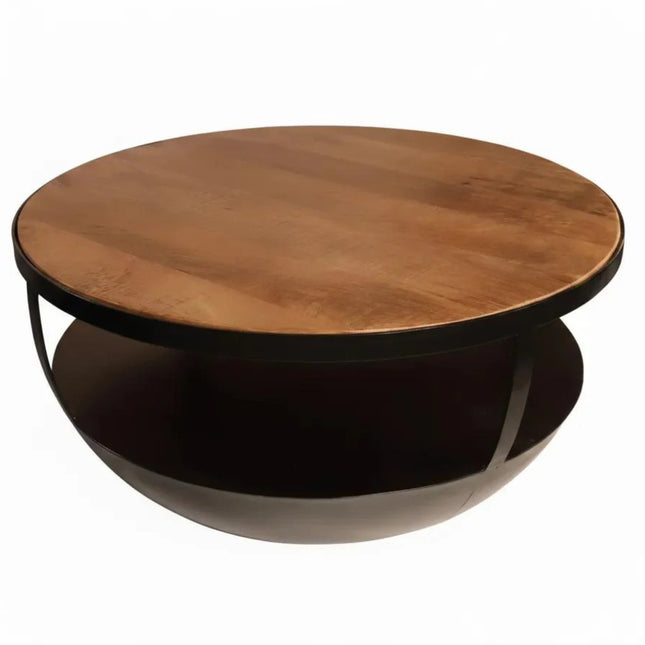 Salontafel rond bruin mangohout 70cm Luca
