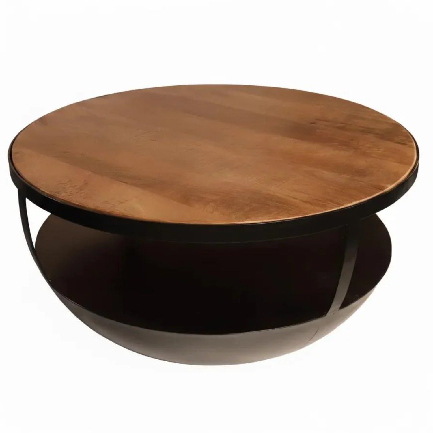 Salontafel rond mangohout Luca industrieel massief hout – AQ-Living.com