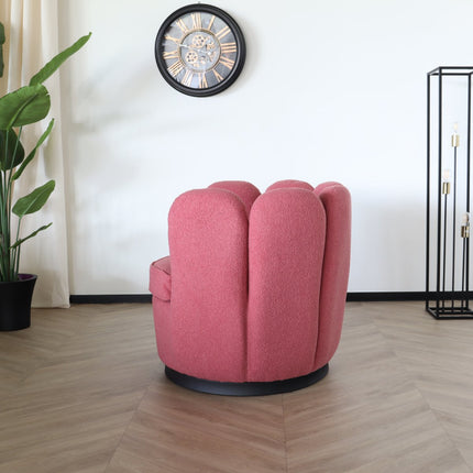 Fauteuil Daphne teddy oud roze draaibare fauteuil