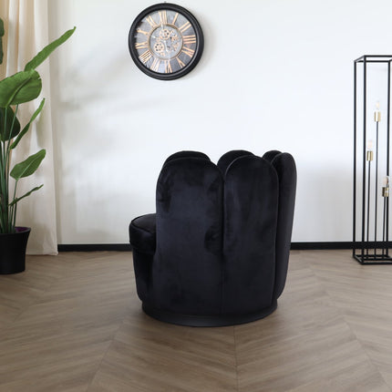 Fauteuil Daphne velvet zwart draaibare fauteuil