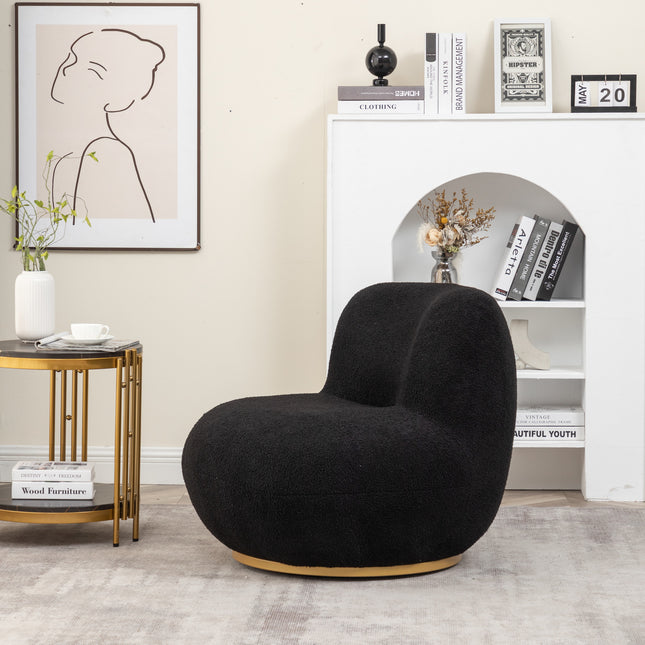 Draai fauteuil Lara teddy zwart draaibare fauteuil