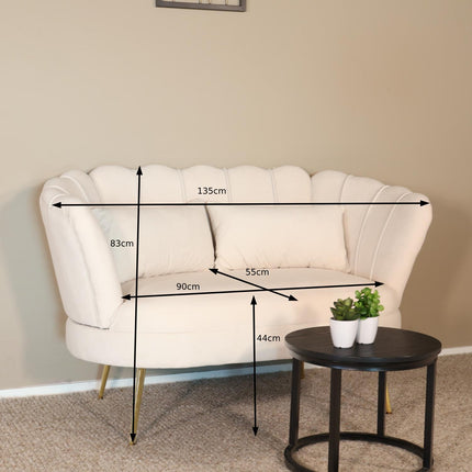 Zitbank creme velvet 135cm Belle