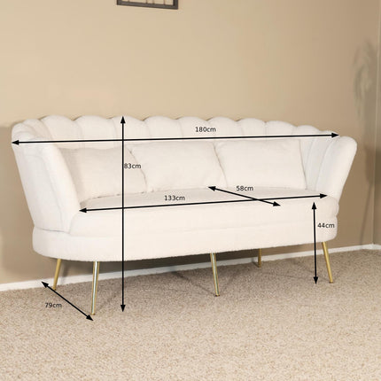 Zitbank wit teddy 180cm Belle