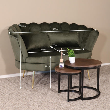 Zitbank donkergroen velvet 135cm Belle