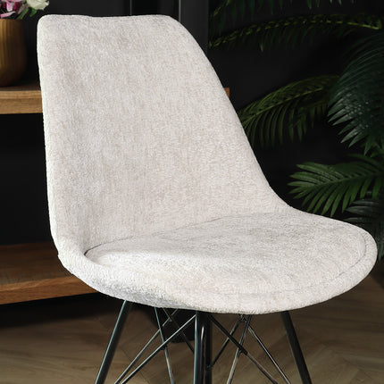 Eetkamerstoel Viga beige chenille eetstoel