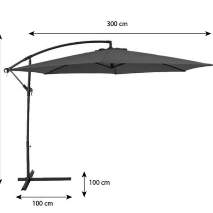 Zweefparasol staal donkergrijs parasol diameter 300cm