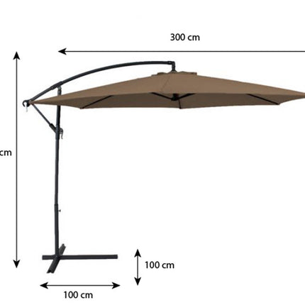 Zweefparasol staal taupe parasol diameter 300cm